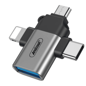 Adaptor OTG 3in1 de la USB 3.0 la Micro USB/Type C/Lightning imagine