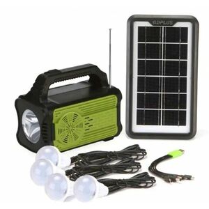Kit solar GD Plus GD-8075 Radio FM MP3 Player cu lanterna, powerbank 10000mAh, 4 becuri LED imagine