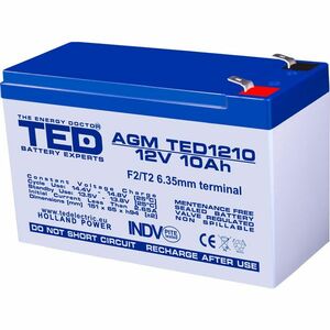Acumulator TED AGM VRLA TED002730, 12 V, 10 A, F2 imagine