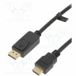 Cablu video DisplayPort (T) la HDMI (T), 2m, conectori auriti, rezolutie maxima 4K UHD (3840 x 2160) la 30 Hz, negru imagine