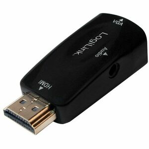 Adaptor video HDMI (T) la VGA (M) + Jack 3.5mm (M), rezolutie maxima Full HD (1920 x 1080) la 30Hz, black imagine