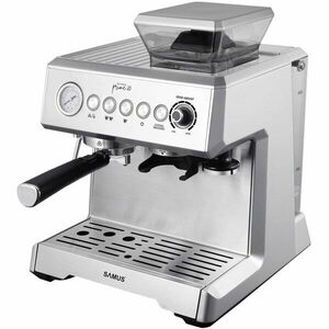 Espressor Samus Intense Prime 20, 1350 W, 20 Bar, Capacitate rasnita 200 g, Rezervor apa 2300 ml, Optiune 1 sau 2 cesti de cafea, Reglare si memorare ale cantitatii de cafea, Argintiu imagine