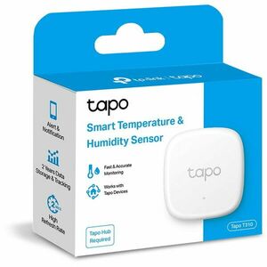 Senzor smart de temperatura si umiditate, necesita hub Tapo H100 pentru functionare, programare prin smartphone aplicatia Tapo, 1 x baterii CR2450, WiFi, alb imagine