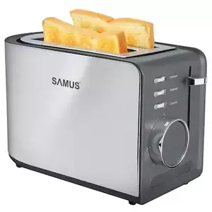 Prajitor de paine Samus Toasty, 850 W, Capacitate 2 felii, 7 Trepte Prajire, Dezghetare, Oprire manuala, Inox imagine