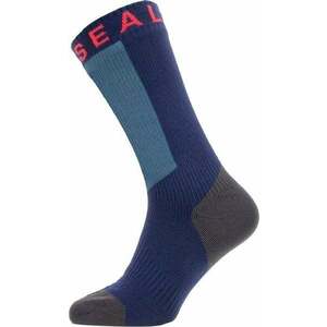 Sealskinz Waterproof Warm Weather Mid Length Sock With Hydrostop Navy Blue/Grey/Red XL Șosete ciclism imagine