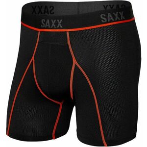 SAXX Kinetic Boxer Brief Black/Vermillion L Lenjerie de fitness imagine