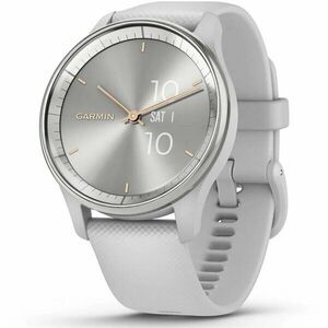 Ceas smartwatch Garmin vivomove Trend, Silicone Band, Silver Stainless Steel Bezel cu carcasa Mist Grey imagine