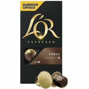 Capsule cafea, L'OR Espresso Forza, intensitate 9, 10 bauturi x 40 ml, compatibile cu sistemul Nespresso®*, 10 capsule aluminiu imagine
