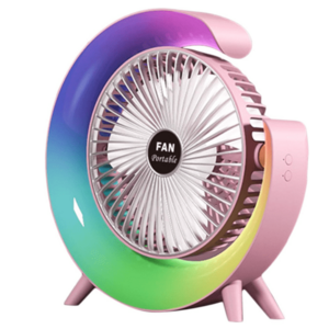 Mini ventilator de birou rotund cu LED RGB imagine