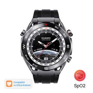 Smartwatch Huawei Watch Ultimate Expedition Black, Bratara silicon (Negru) imagine