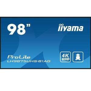 Display Profesional IPS LED Iiyama ProLite 97.5inch LH9875UHS-B1AG, UHD (3840 x 2160), VGA, DVI, HDMI, DisplayPort (Negru) imagine