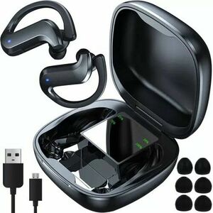 Casti wireless in ear cu powerbank 5.0, intrare microUSB, bluetooth, 400mAh, ABS/PC, 4, 5x7, 5x4cm, negru imagine