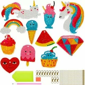 Set creatie broderie cu diamante pentru copii, accesorii incluse, 12 modele, 9 culori, multicolor imagine