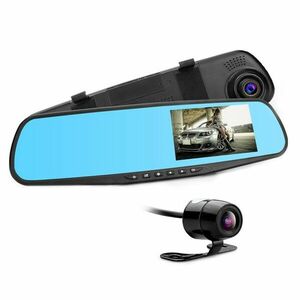Camera Video Auto Discreta tip Oglinda cu Doua Camere Full HD Fata/Spate Techstar® L9000, Model Slim 9mm Grosime imagine