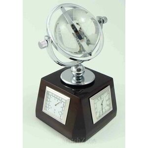 Ceas de birou cu glob cristal, termometru si higrometru imagine