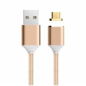 Cablu Micro USB de incarcare magnetic Auriu/Argintiu Impletit Nylon Extrem de Durabil pentru IPhone imagine