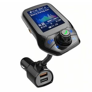 Modulator Auto Transmitator FM Techstar® T43 Bluetooth 4.0 AUX USB QC3.0 Display Color 1.8 inch MP3 Player Android iOS imagine