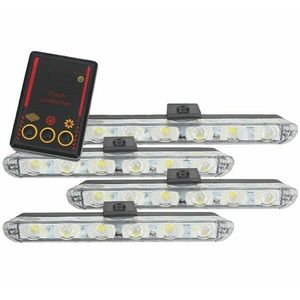 Set 4x6 Lumini LED Tip Stroboscop De Avertizare Flash Rosu si Albastru Alimentare 12V imagine