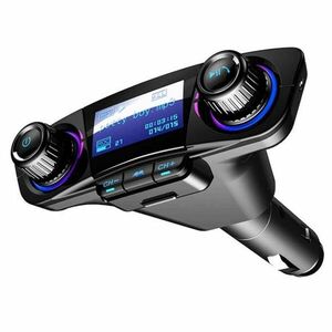 Modulator Transmitator FM Auto Techstar®, BT-06 Bluetooth 5.0, MP3 Player cu dublu USB, MicroSD si Jack 3.5mm imagine