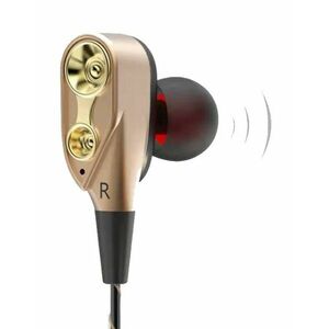 Casti cu fir Techstar® Roreta Aurii, Dual Drive, Microfon, Extra Bass, In ear, 3.5mm, Remote imagine
