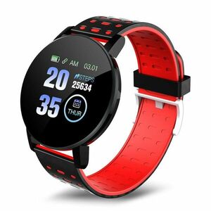 Ceas Smartwatch Techstar® 119 Rosu, 1.3 inch IPS, Monitorizare Cardiaca, Tensiune. Oxigenare, Sedentary, Bluetooth, IP65 imagine