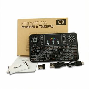 Tastatura Wireless Techstar® Q9 Iluminata RGB , QWERTY, Plug&Play, Tochpad, Tastatura, Mouse imagine