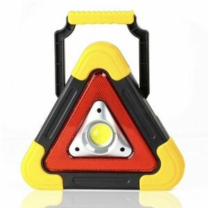 Triunghi SOS Cu Lanterna LED COB , LED Rosu , Incarcare Solara , USB , Acumulator Integrat , Galben+cadou imagine