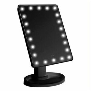 Oglinda Cosmetica cu Suport, Buton Touch, Iluminare LED pentru Make-up, Pensare, Dreptunghiulara, Negru imagine