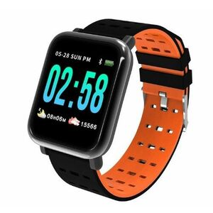 Ceas Smartwatch Techstar® A6, 1.3inch, Bluetooth 4.0, Monitorizare Tensiune, Puls, Oxigenare Sange, Alerte Sedentarism, Portocaliu imagine