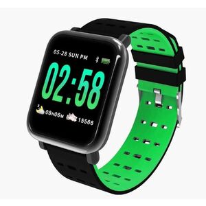 Ceas Smartwatch Techstar® A6, 1.3inch, Bluetooth 4.0, Monitorizare Tensiune, Puls, Oxigenare Sange, Alerte Sedentarism, Verde imagine