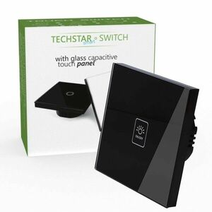 Intrerupator Touch Techstar® TG02, Sticla Securizata, Design Modern, Iluminare LED, 1 Faza, Negru imagine