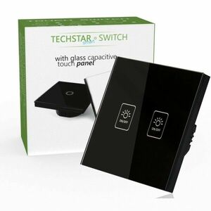 Intrerupator Touch Techstar® TG02, Sticla Securizata, Design Modern, Iluminare LED, 2 Faze, Negru imagine