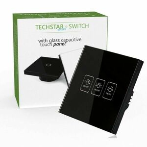 Intrerupator Touch Techstar® TG02, Sticla Securizata, Design Modern, Iluminare LED, 3 Faze, Negru imagine