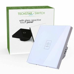 Intrerupator Touch Techstar® TG02, Sticla Securizata, Design Modern, Iluminare LED, 1 Faza, Alb imagine