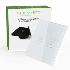 Intrerupator Touch Techstar® TG02, Sticla Securizata, Design Modern, Iluminare LED, 2 Faze, Alb imagine