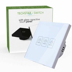 Intrerupator Touch Techstar® TG02, Sticla Securizata, Design Modern, Iluminare LED, 3 Faze, Alb imagine