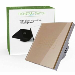 Intrerupator Touch Techstar® TG02, Sticla Securizata, Design Modern, Iluminare LED, 3 Faze, Auriu imagine
