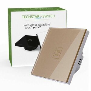 Intrerupator Touch Techstar® TG02, Sticla Securizata, Design Modern, Iluminare LED, 1 Faza, Auriu imagine