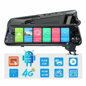 Camera Auto Dubla Tip Oglinda Techstar® Z9 Plus, Android 8.1, 4G si WiFi, 9.66 inch IPS Touch Full HD, Hotspot, ADAS, GPS, Modulator FM, Car Assist imagine