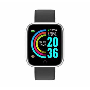 Ceas Smartwatch Techstar® Y68, 1.30 inch IPS, Bluetooth 4.0, Monitorizare Puls, Tensiune, Alerte Sedentarism, Hidratare, Argintiu imagine
