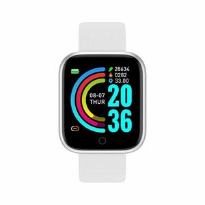 Ceas Smartwatch Techstar® Y68, 1.30 inch IPS, Bluetooth 4.0, Monitorizare Puls, Tensiune, Alerte Sedentarism, Hidratare, Alb imagine