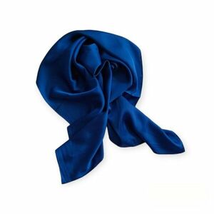 Esarfa dama, tip batic, forma patrata, uni, subtire, Silk Soft Touch, Electric Blue, 70x70cm, Albastru imagine