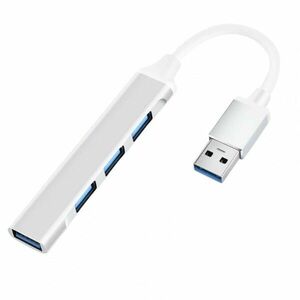 USB HUB Techstar® Diviso, USB 3.0 la 4 x USB 3.0, Aluminium, Compact, Usor, Plug&Play, Argintiu imagine