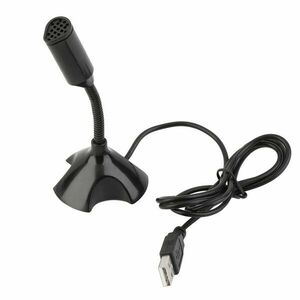 Microfon Techstar® Desktop, de Birou cu Suport, Conexiune USB, Plug&Play, Negru imagine