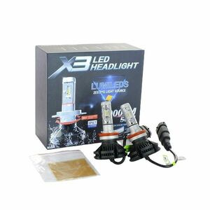 Set 2 LED-uri Auto Techstar® X3, H11/H9/H8, 25w, 3000 Lumeni, 3000K/6500K/8000K, AUTO, 12-24 Volti, ZES, Canbus, Miez Cupru, Radiator Aluminiu imagine