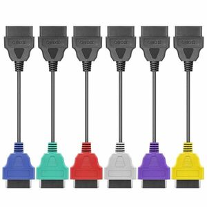 Set 6 Cabluri Adaptor De Diagnosticare Techstar® OBD2 pentru Fiat ECUScan și MultiECUScan Fiat, Alfa Romeo și Lancia (6 culori) imagine