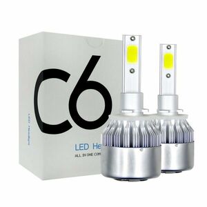 Set 2 LED-Uri Auto C6, H1, 36w, 3800 Lumeni, 6500K, 12-24 Volti, COB imagine