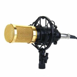 Resigilat Microfon Profesional BM800 Techstar®, Inregistrare Vocala si Karaoke, Gold Negru imagine