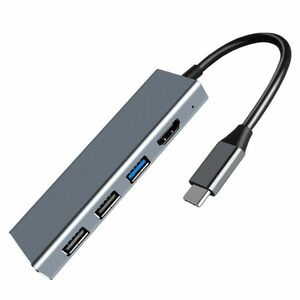 Adaptor Hub Multifunctional 7 In 1 Techstar® ZFZ7IN1, HDMI 4K, USB-C, 1 X USB 3.0, 2 X USB 2.0, Cititor de carduri SD/TF, PD Port, Argintiu imagine
