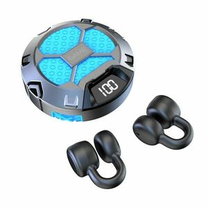 Casti Bluetooth cu clips Techstar® K23, Bluetooth 5.0, Microfon, Control prin atingere, Afisaj LED, 300 mAh, latenta ultra scazuta, potrivite pentru jocuri/sport/apeluri, Negru imagine